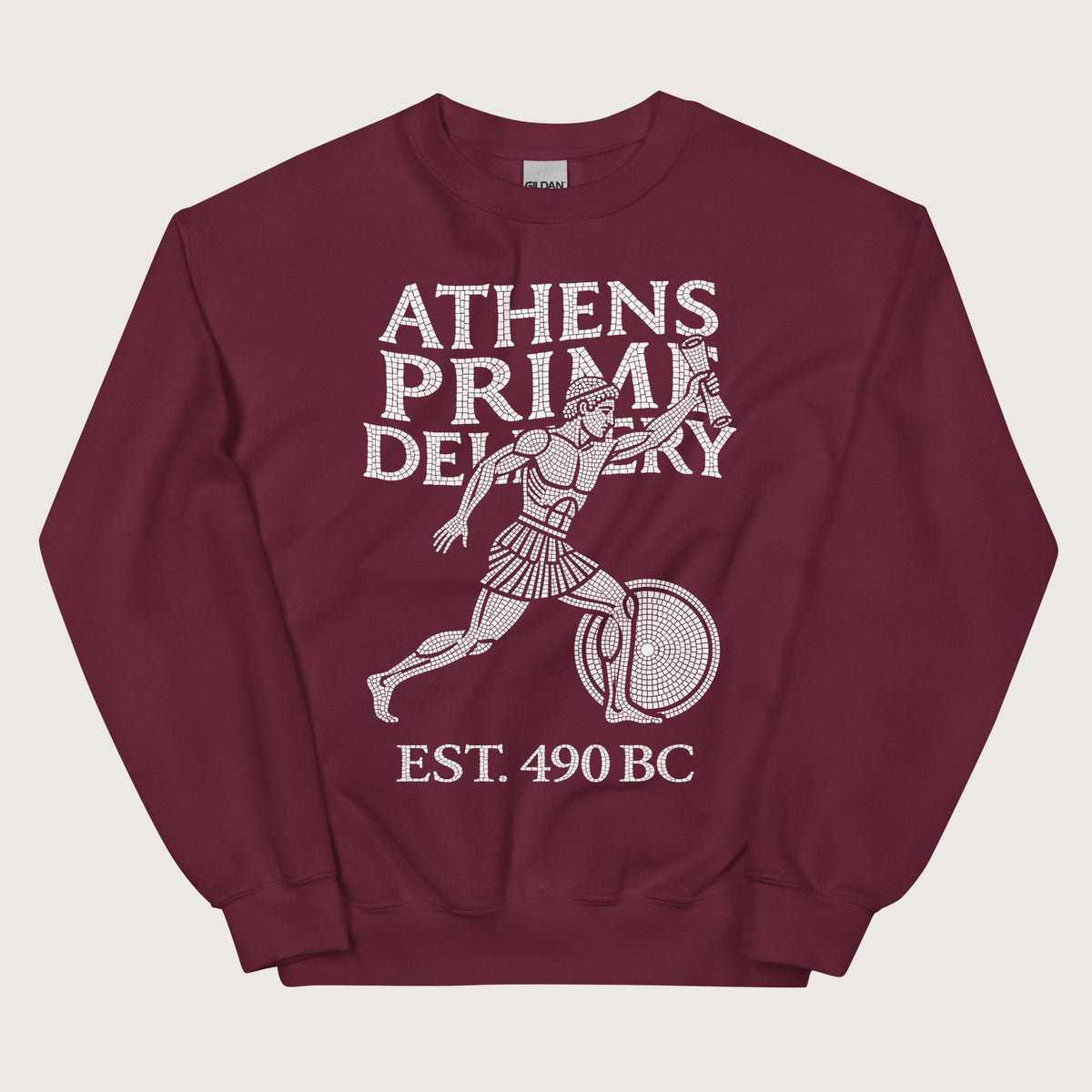 Maroon Athens Prime Delivery Sweatshirt - history buff gift by HistoHead