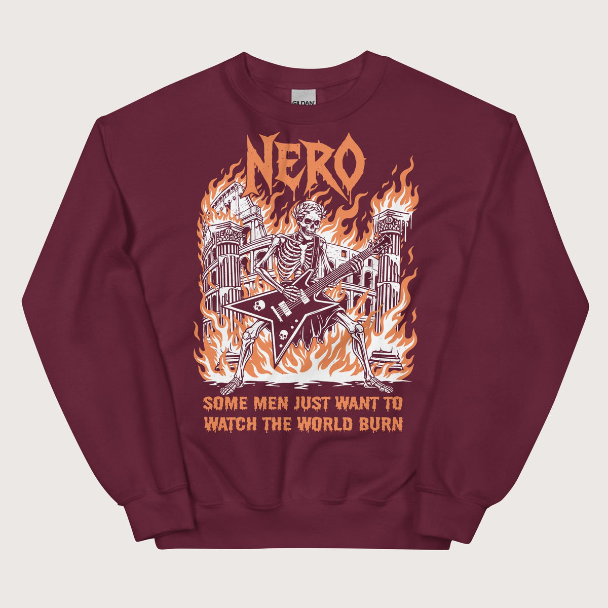 Maroon Nero Watch the World Burn Sweatshirt - history buff gift by HistoHead