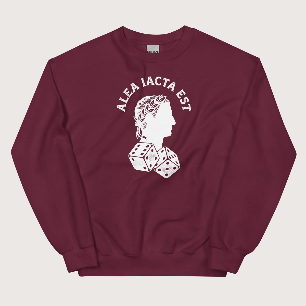 Maroon Alea Iacta Est Caesar Quote Sweatshirt - history buff gift by HistoHead