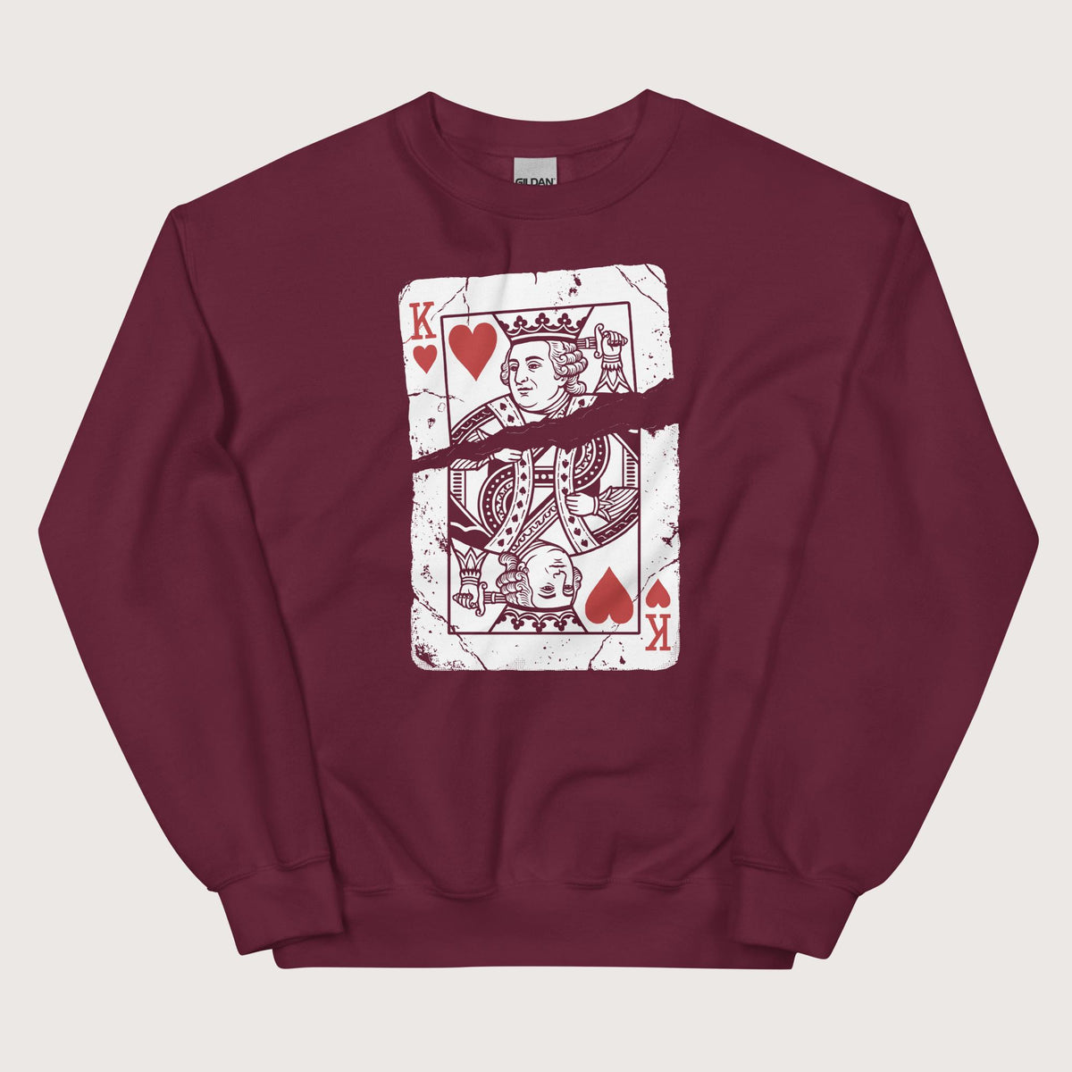 Maroon Louis XVI Playing Card Sweatshirt - history buff gift by HistoHead