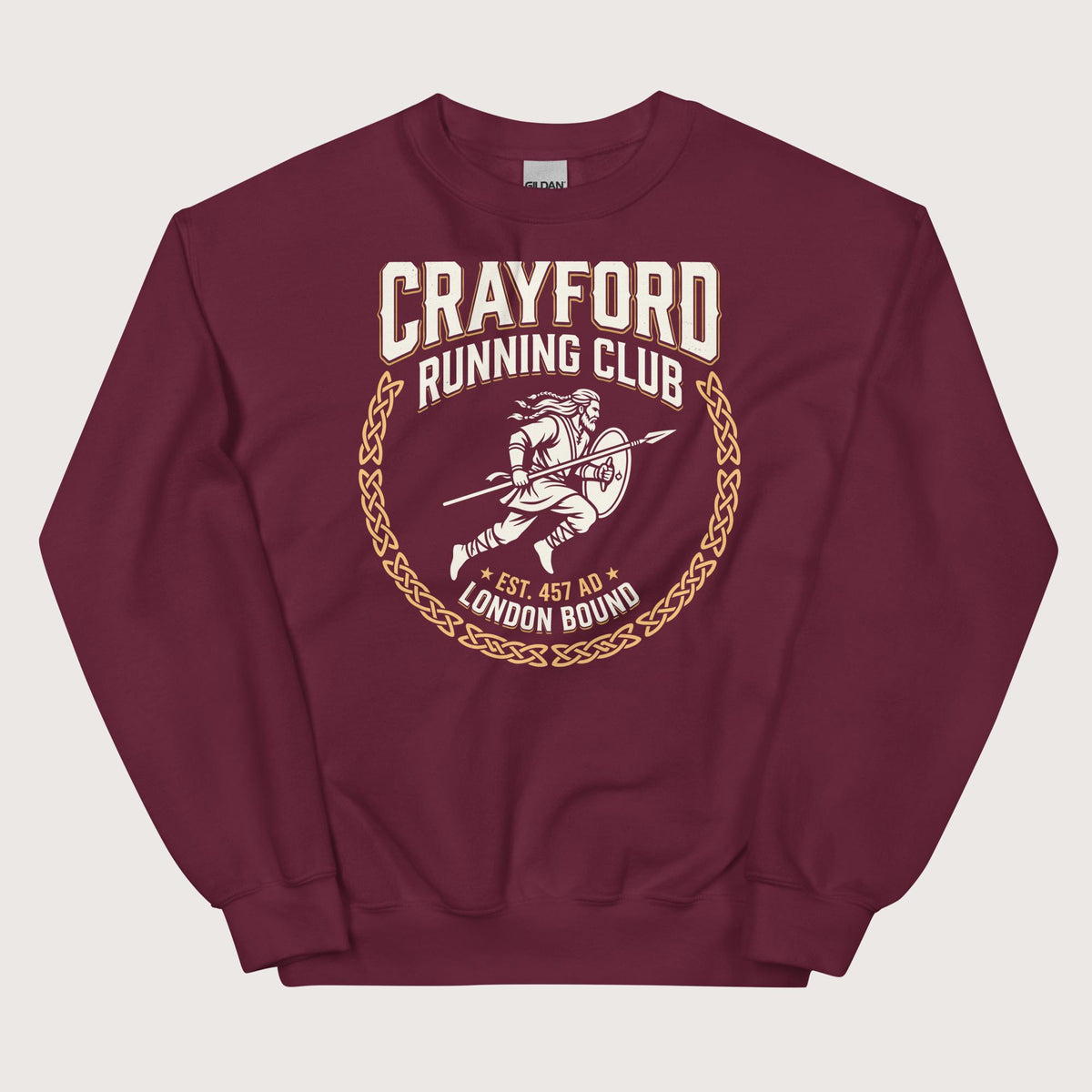 Maroon Crayford Running Club Sweatshirt - history buff gift by HistoHead