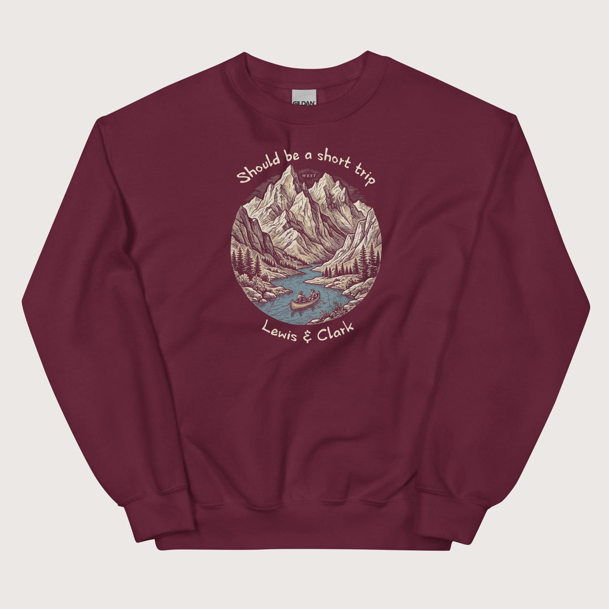 Maroon Lewis & Clark Short Trip Sweatshirt - history buff gift by HistoHead