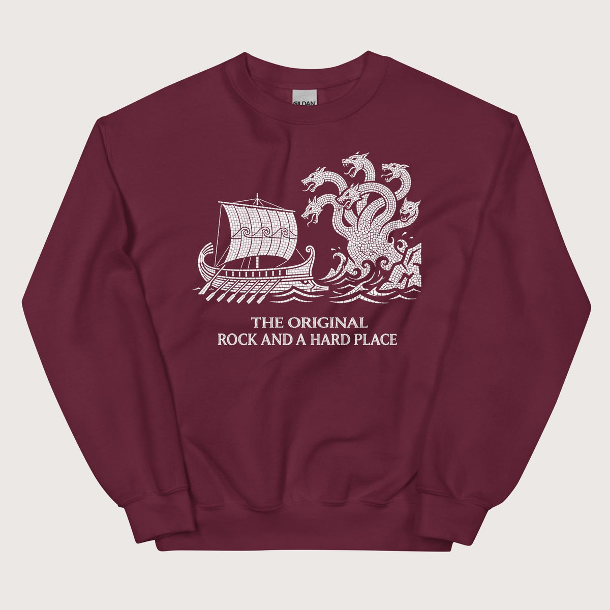 Maroon Odyssey Rock and a Hard Place Sweatshirt - history buff gift by HistoHead