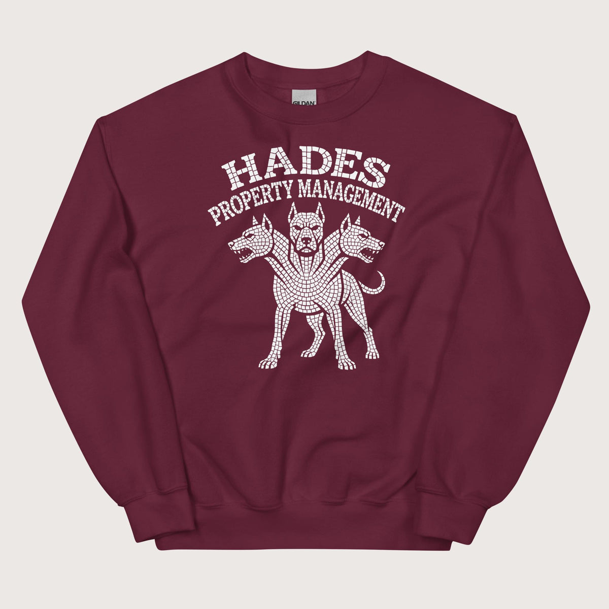 Maroon Hades Property Management Sweatshirt - history buff gift by HistoHead