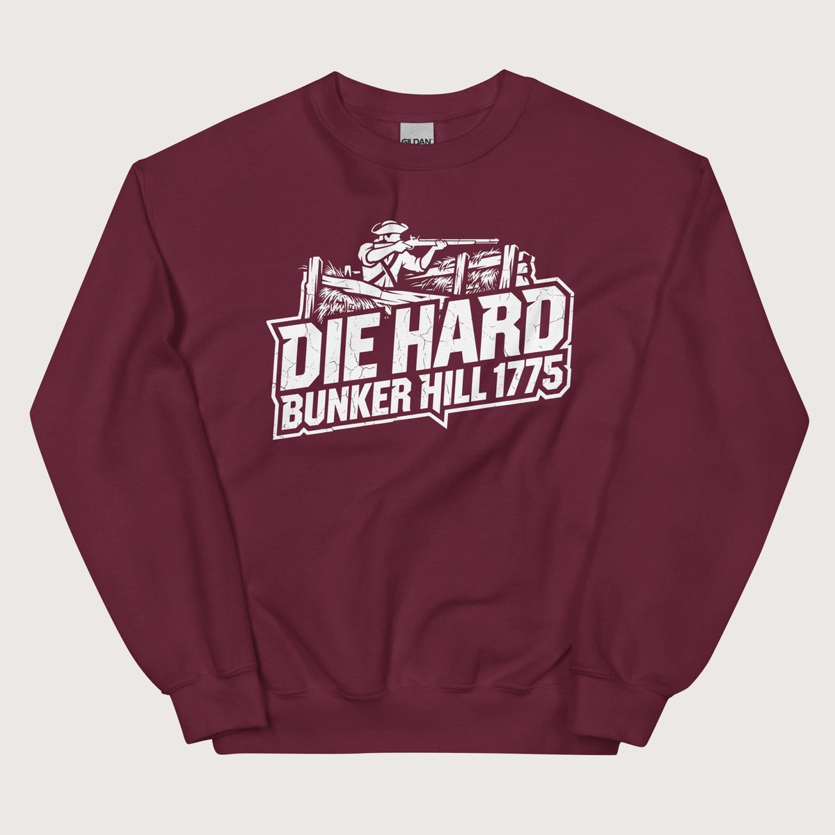 Maroon Die Hard Bunker Hill 1775 Sweatshirt - history buff gift by HistoHead