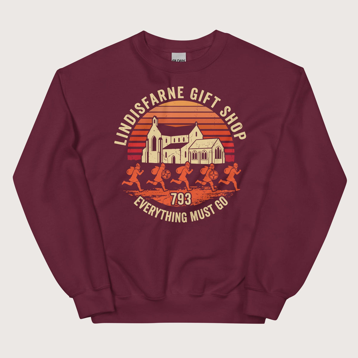 Maroon Lindisfarne Gift Shop 793 Sweatshirt - history buff gift by HistoHead