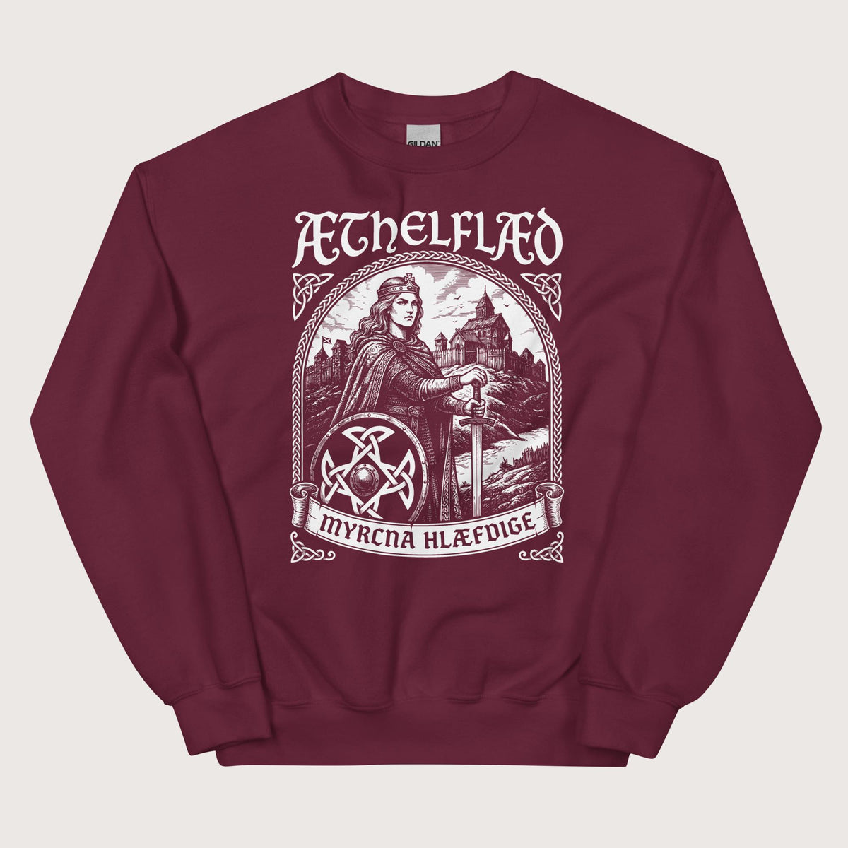 Maroon Aethelflaed Lady of the Mercians Old English Sweatshirt - history buff gift by HistoHead