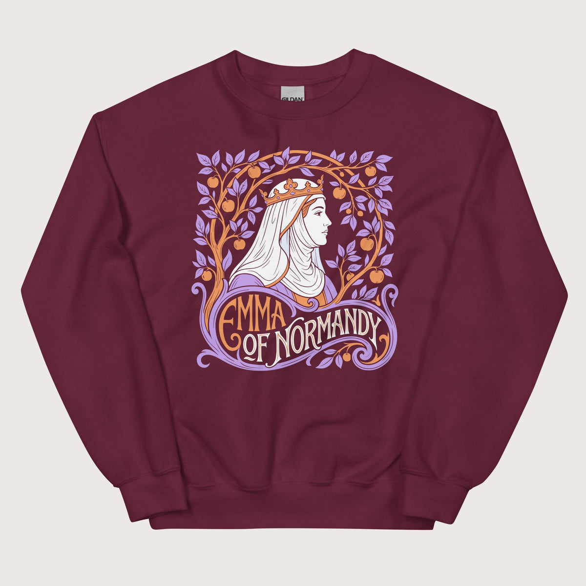 Maroon Emma Of Normandy Sweatshirt - history buff gift by HistoHead