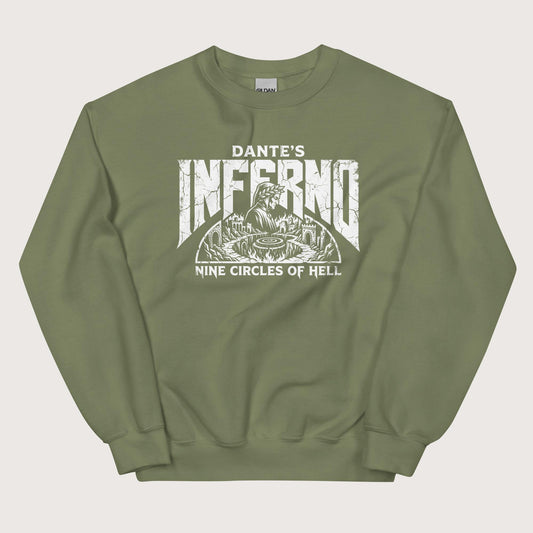 Military Green Dante's Inferno Sweatshirt - history buff gift by HistoHead