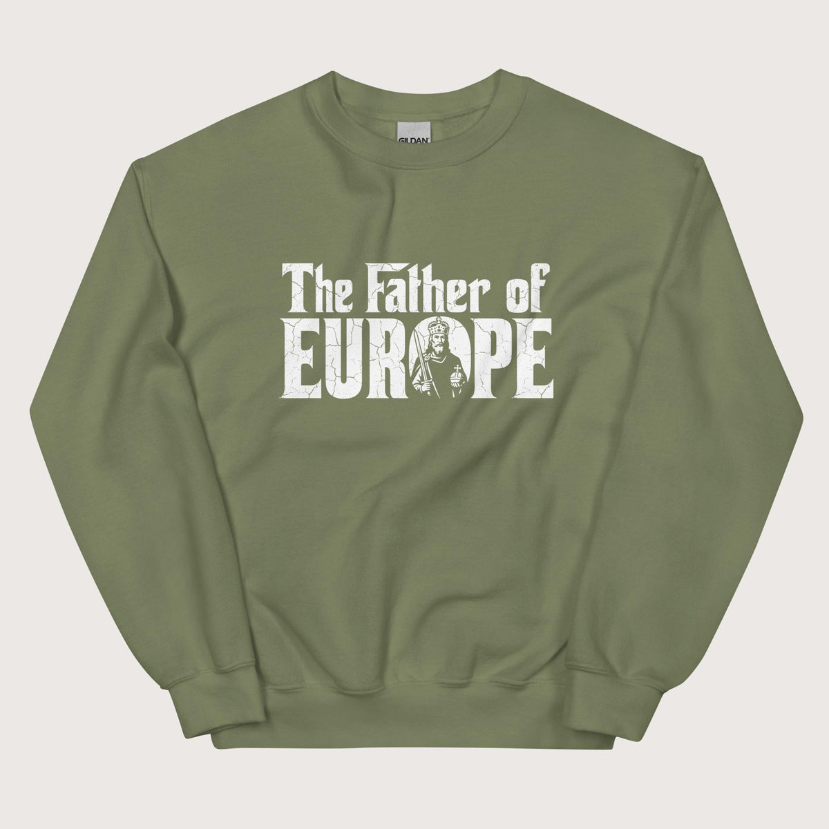 Military Green Charlemagne The Father of Europe Sweatshirt - history buff gift by HistoHead