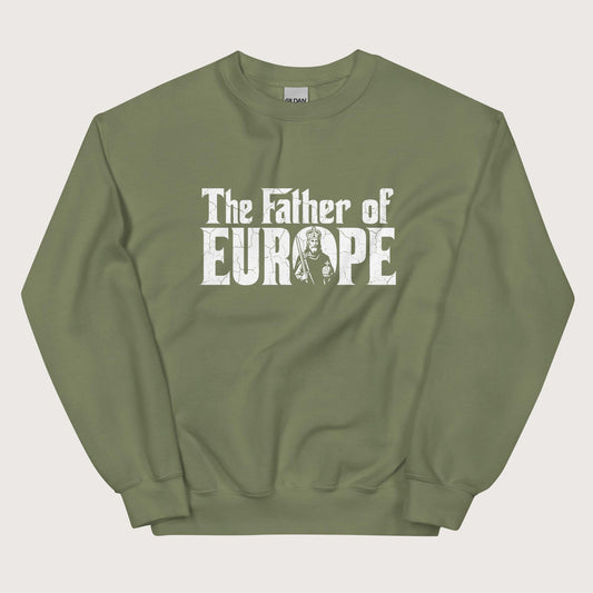 Military Green Charlemagne The Father of Europe Sweatshirt - history buff gift by HistoHead