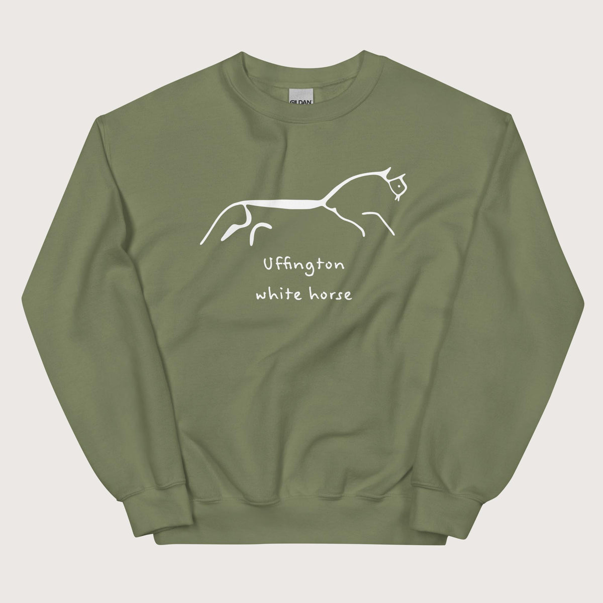 Military Green Uffington White Horse Sweatshirt - history buff gift by HistoHead