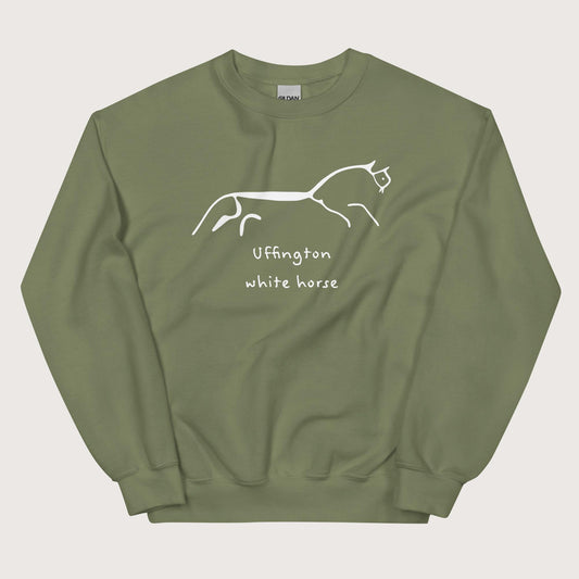 Military Green Uffington White Horse Sweatshirt - history buff gift by HistoHead