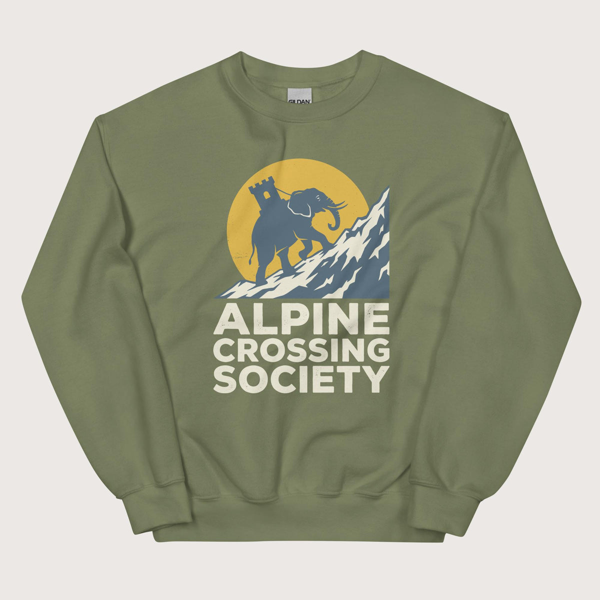Military Green Alpine Crossing Society Sweatshirt - history buff gift by HistoHead