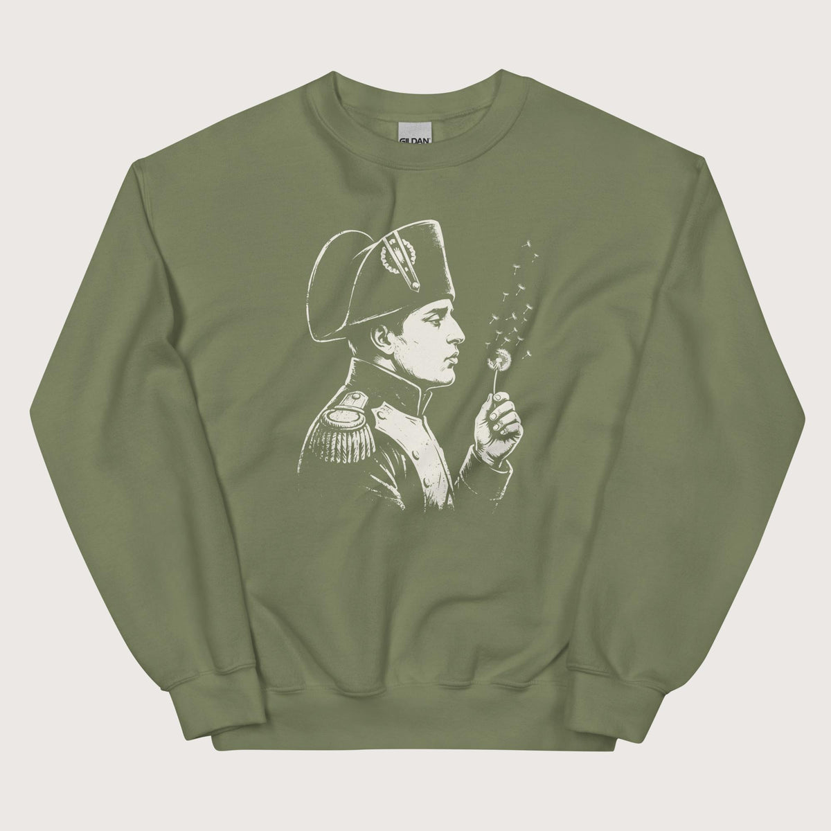 Military Green Napoleon Bonaparte Blowing Wishes Sweatshirt - history buff gift by HistoHead