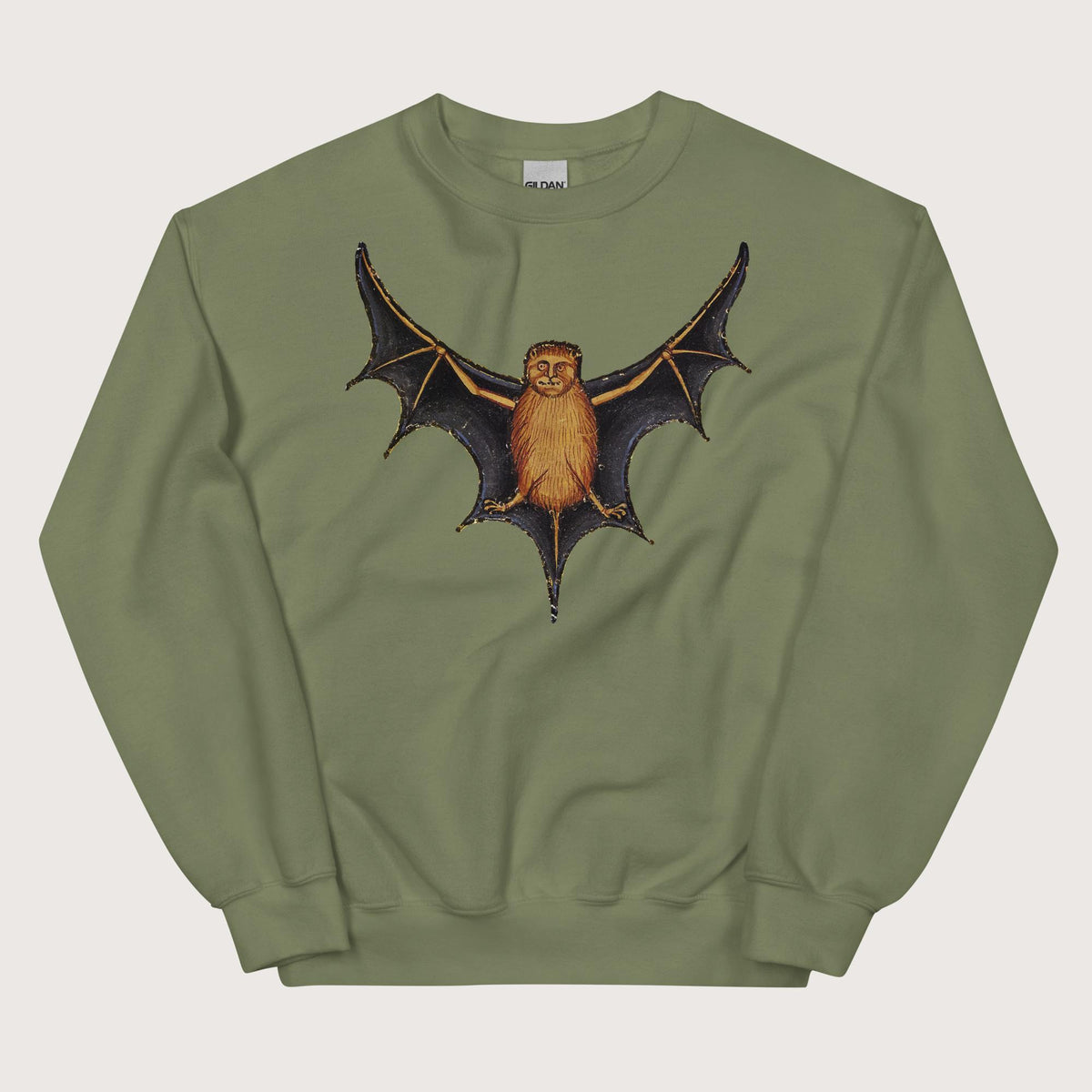 Military Green Weird Medieval Bat Sweatshirt - history buff gift by HistoHead