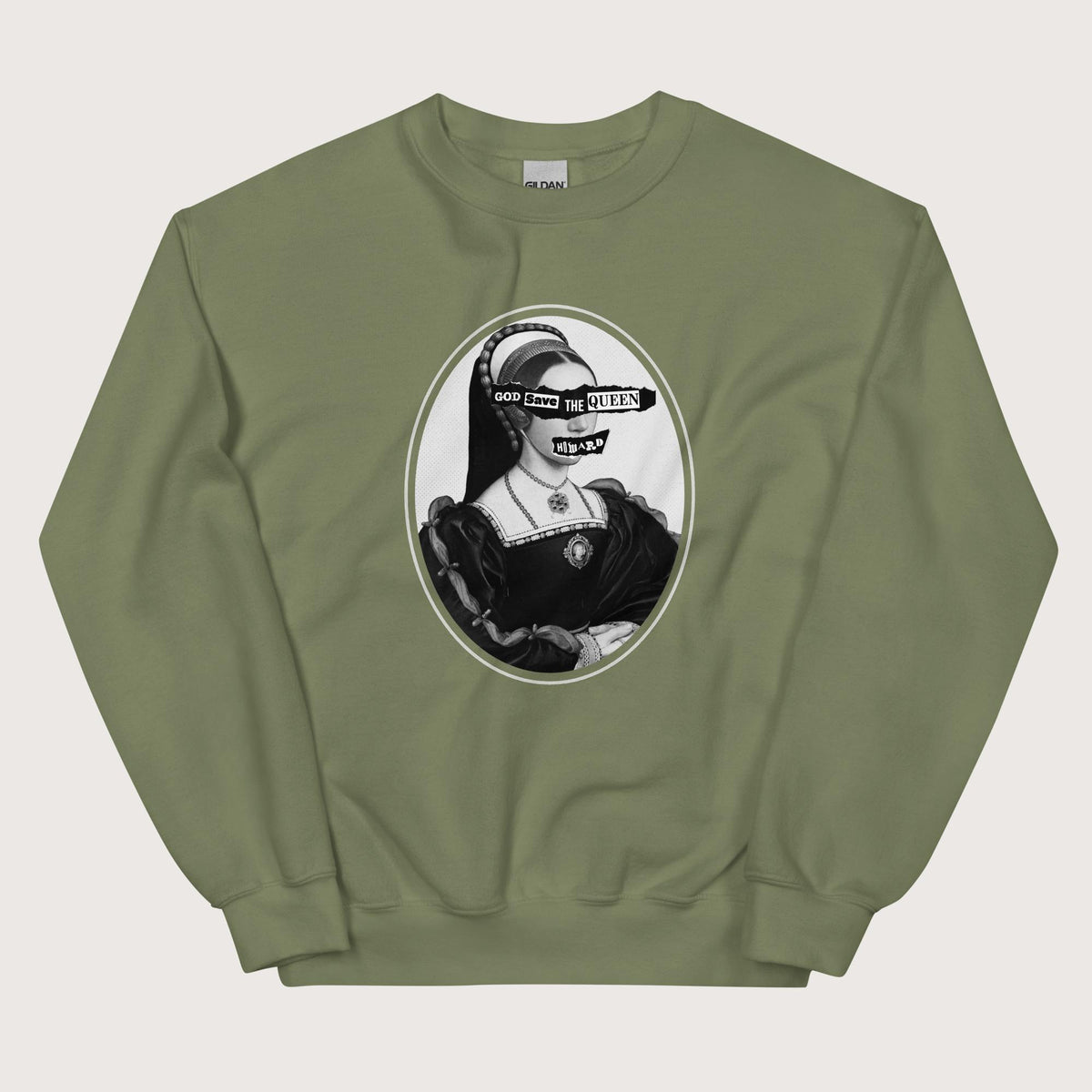 Military Green God Save the Queen Catherine Howard Sweatshirt - history buff gift by HistoHead