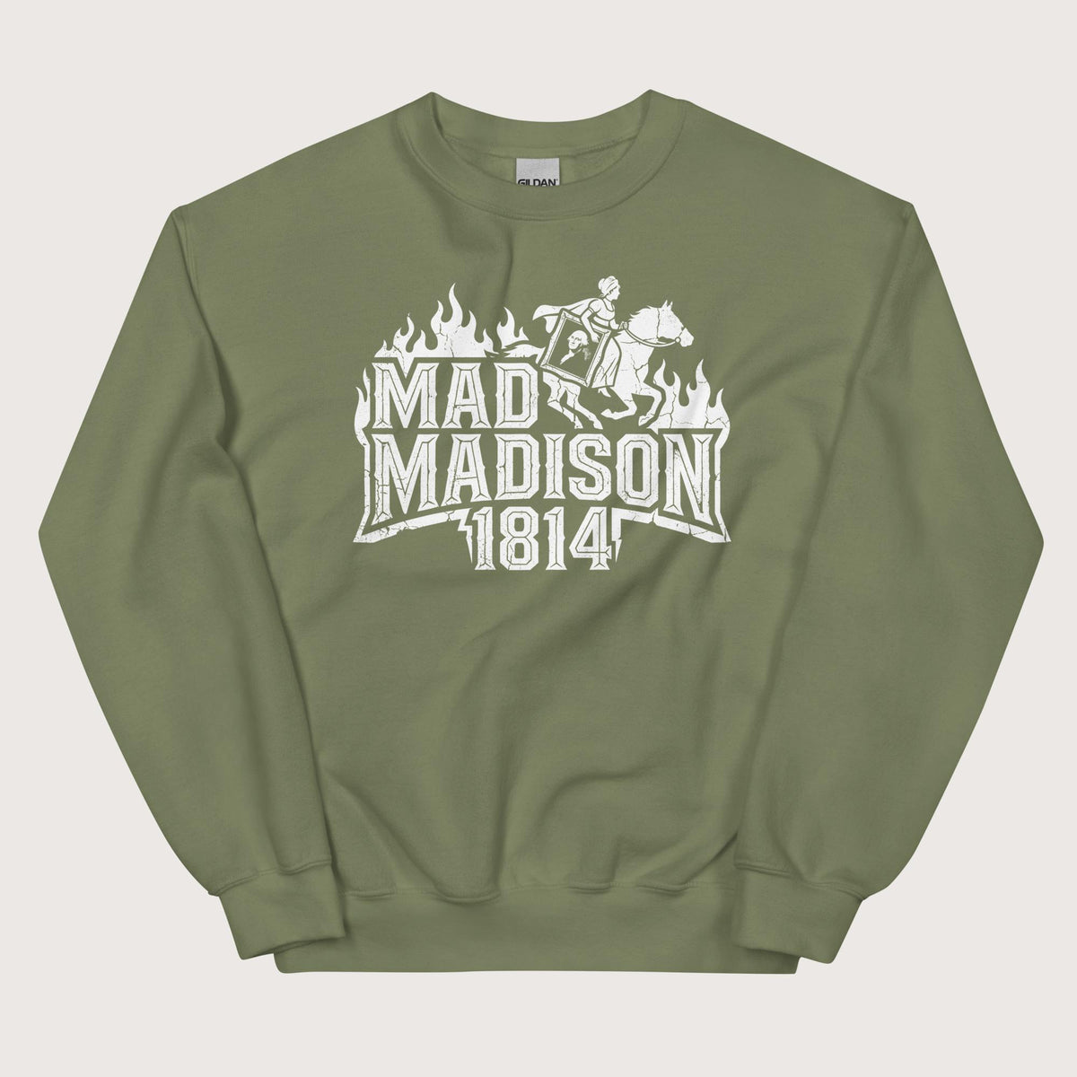 Military Green Mad Madison Sweatshirt - history buff gift by HistoHead