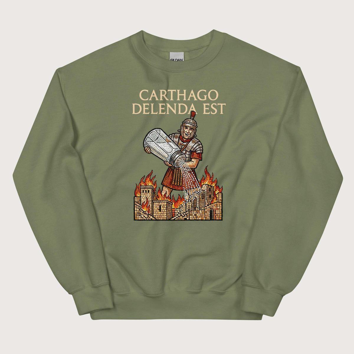Military Green Salting Carthage Sweatshirt - history buff gift by HistoHead