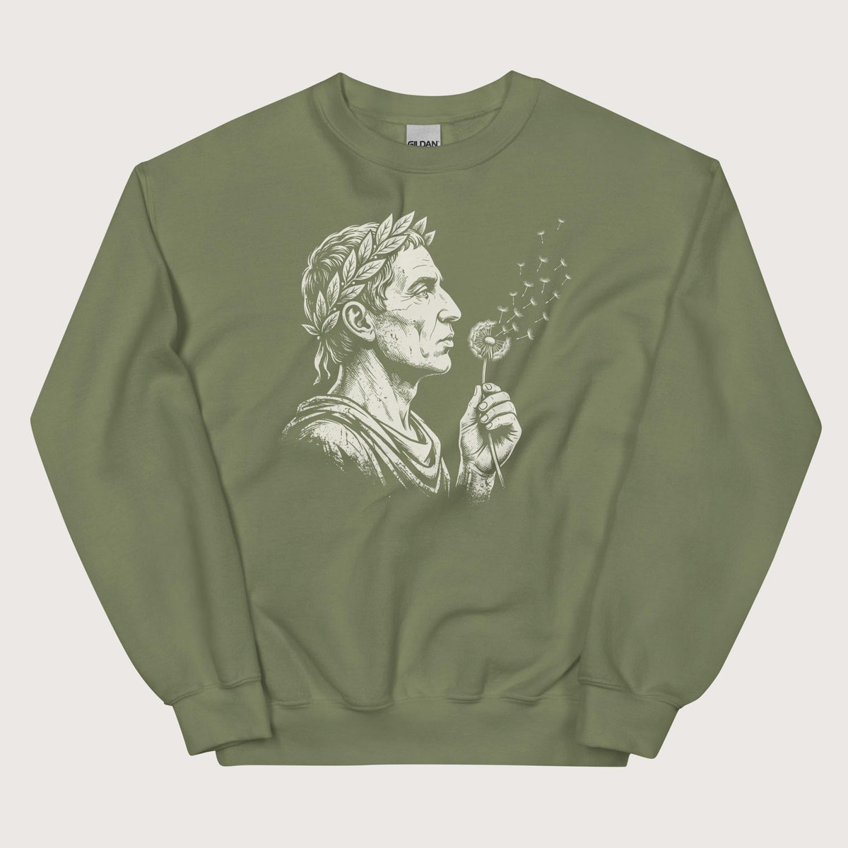 Military Green Caesar Blowing Wishes Sweatshirt - history buff gift by HistoHead