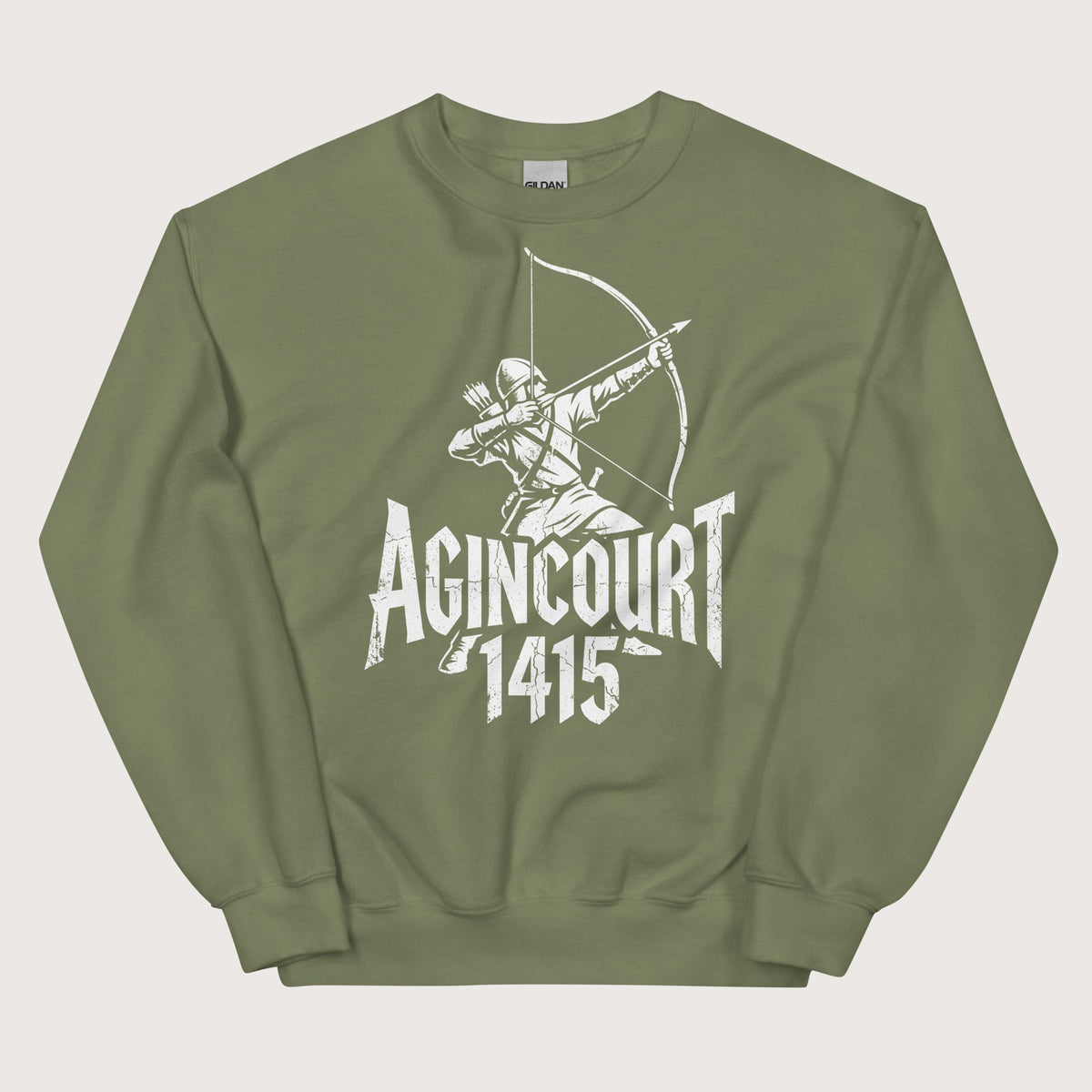 Military Green Agincourt 1415 Longbowman Sweatshirt - history buff gift by HistoHead