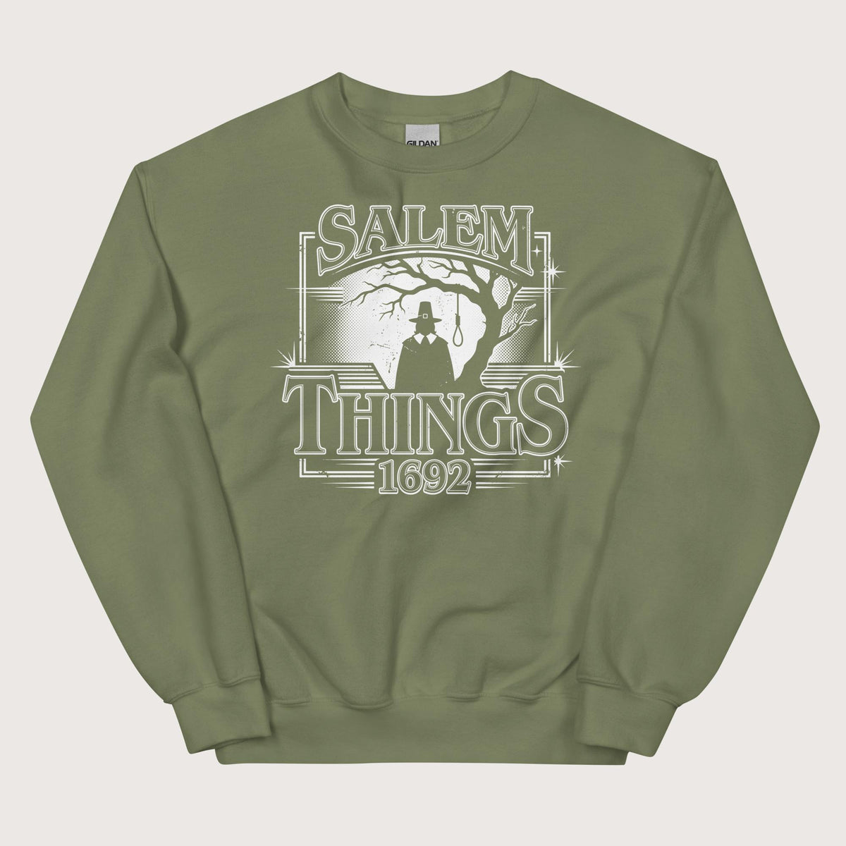 Military Green Salem Things 1692 Sweatshirt - history buff gift by HistoHead