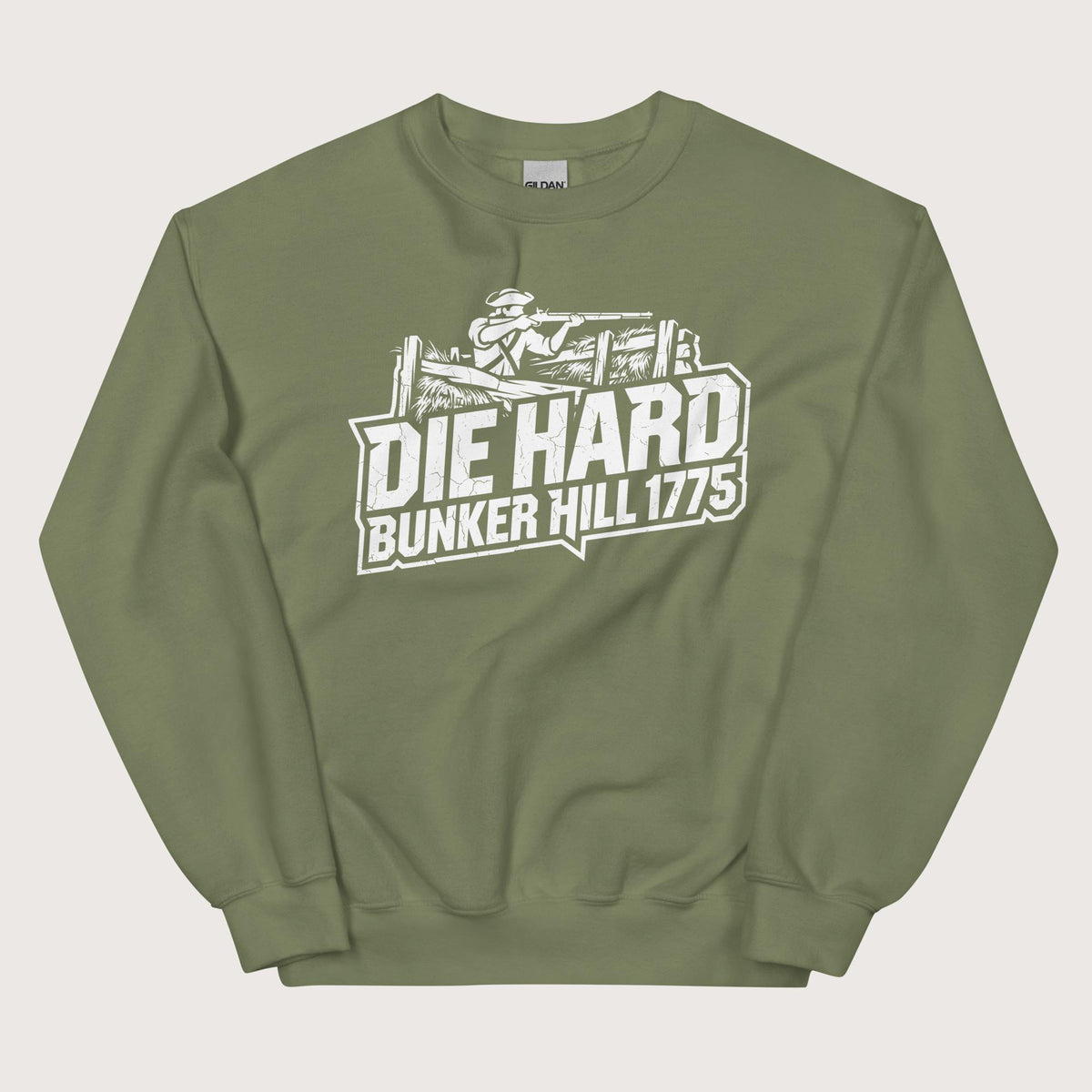 Military Green Die Hard Bunker Hill 1775 Sweatshirt - history buff gift by HistoHead