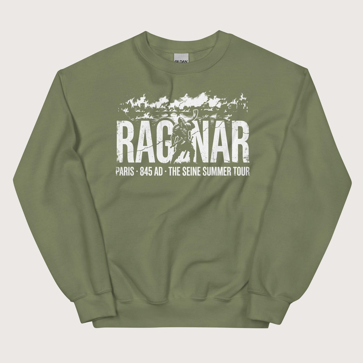 Military Green Ragnar The Seine Summer Tour Sweatshirt - history buff gift by HistoHead