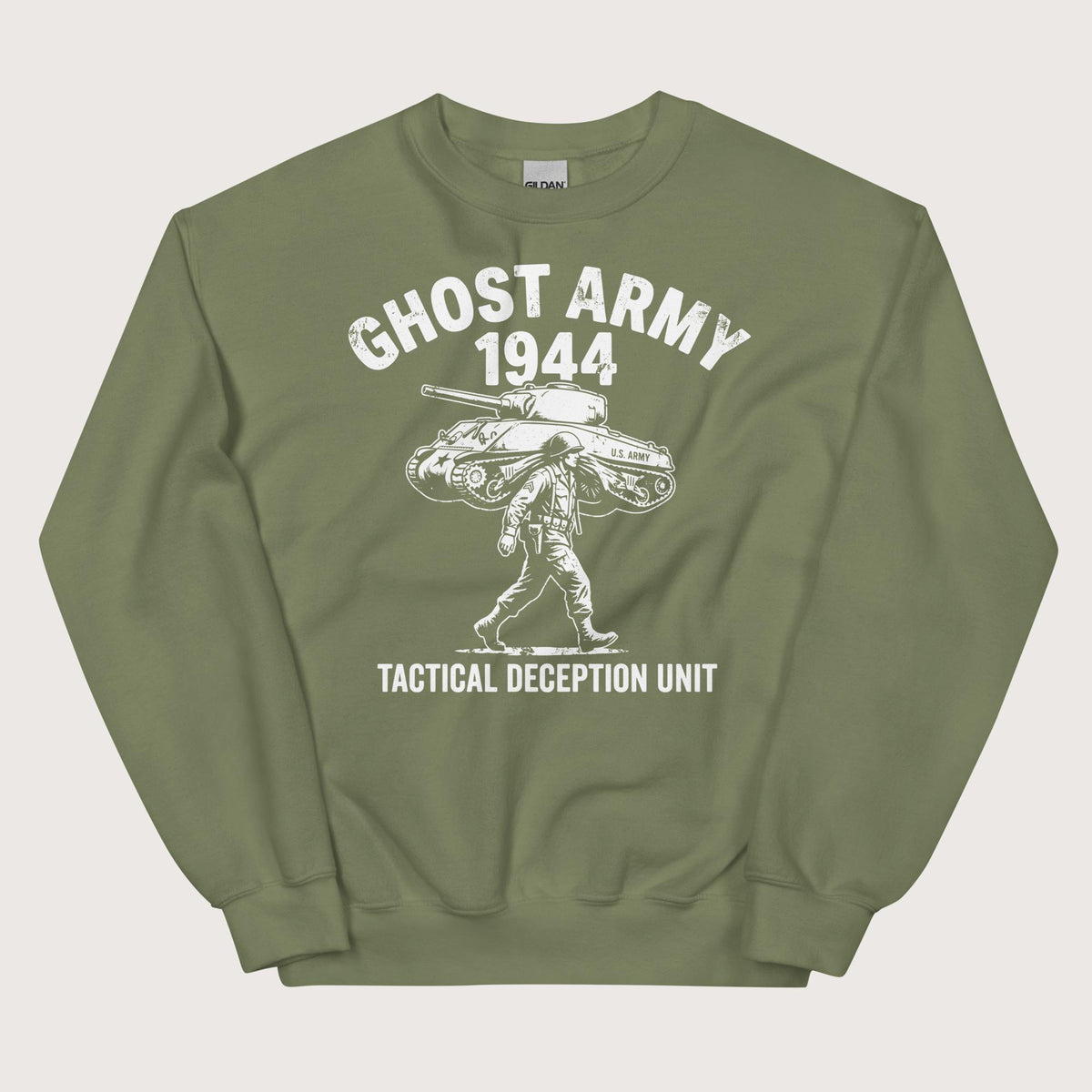 Military Green Ghost Army Sweatshirt - history buff gift by HistoHead