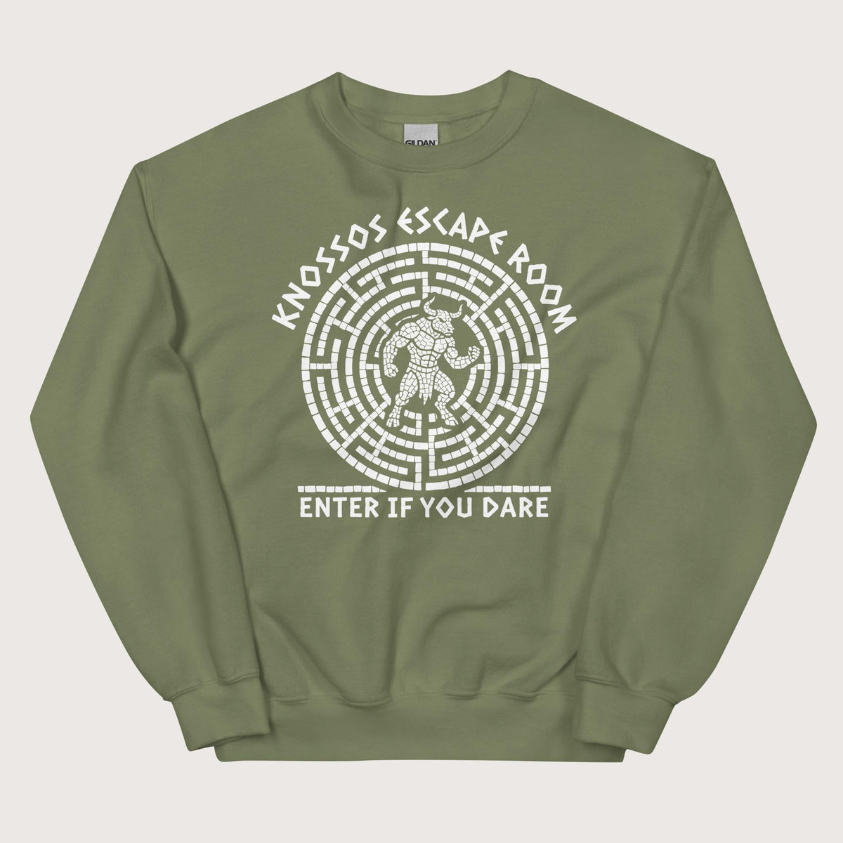Military Green Knossos Escape Room Enter If You Dare Sweatshirt - history buff gift by HistoHead