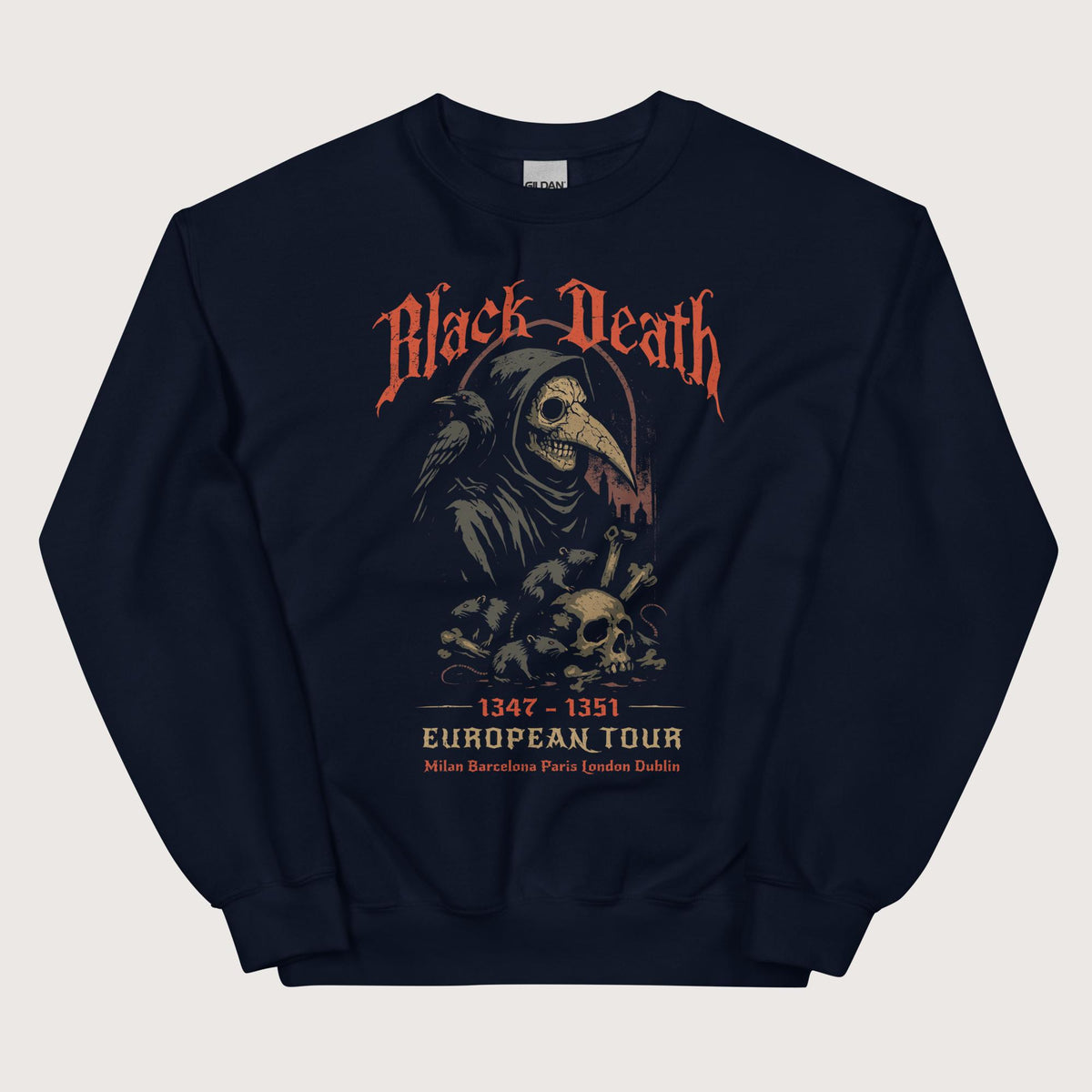 Navy Black Death European Tour Sweatshirt - history buff gift by HistoHead