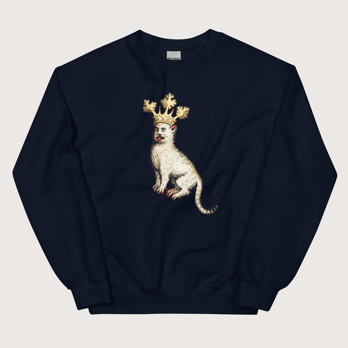 Navy Medieval Cat King Sweatshirt - history buff gift by HistoHead