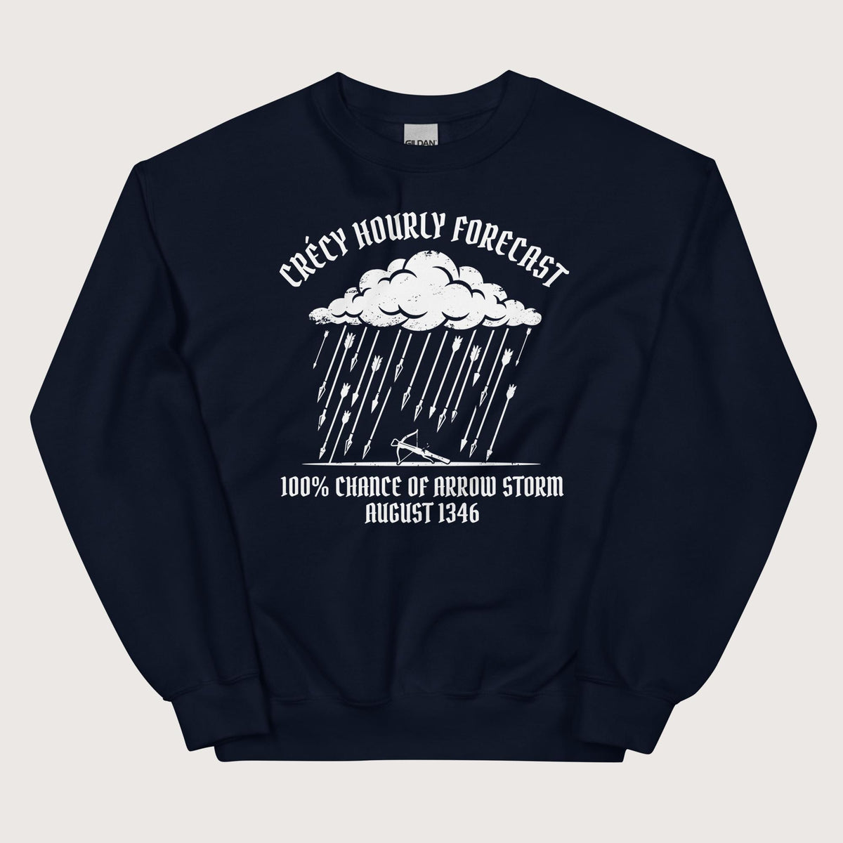 Navy Crecy Arrow Storm Forecast Sweatshirt - history buff gift by HistoHead