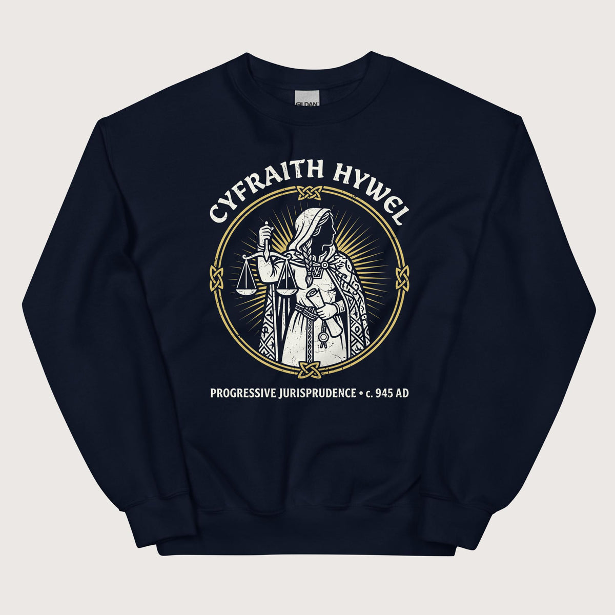 Navy Cyfraith Hywel Progressive Jurisprudence Sweatshirt - history buff gift by HistoHead