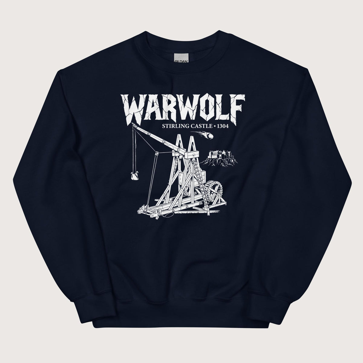 Navy Warwolf Trebuchet Sweatshirt - history buff gift by HistoHead