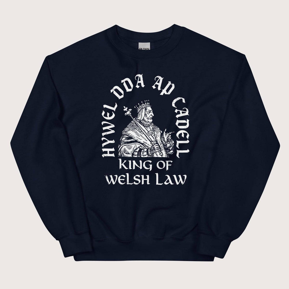 Navy Hywel Dda King of Welsh Law Sweatshirt - history buff gift by HistoHead