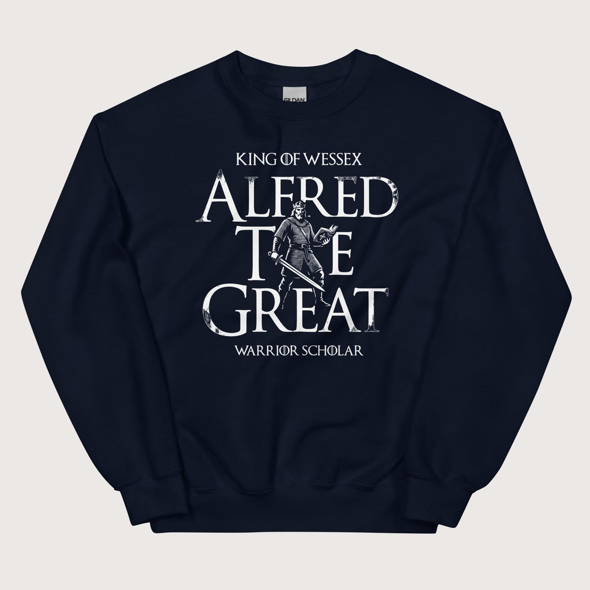 Navy Alfred the Great Scholar King Sweatshirt - history buff gift by HistoHead