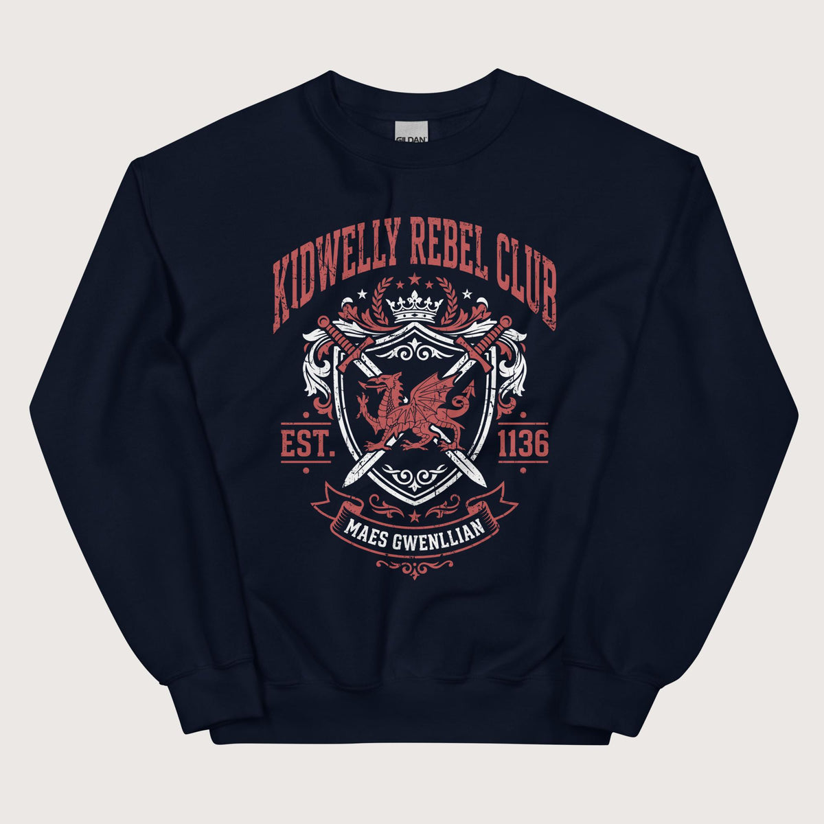 Navy Kidwelly Rebel Club Maes Gwenllian 1136 Sweatshirt - history buff gift by HistoHead