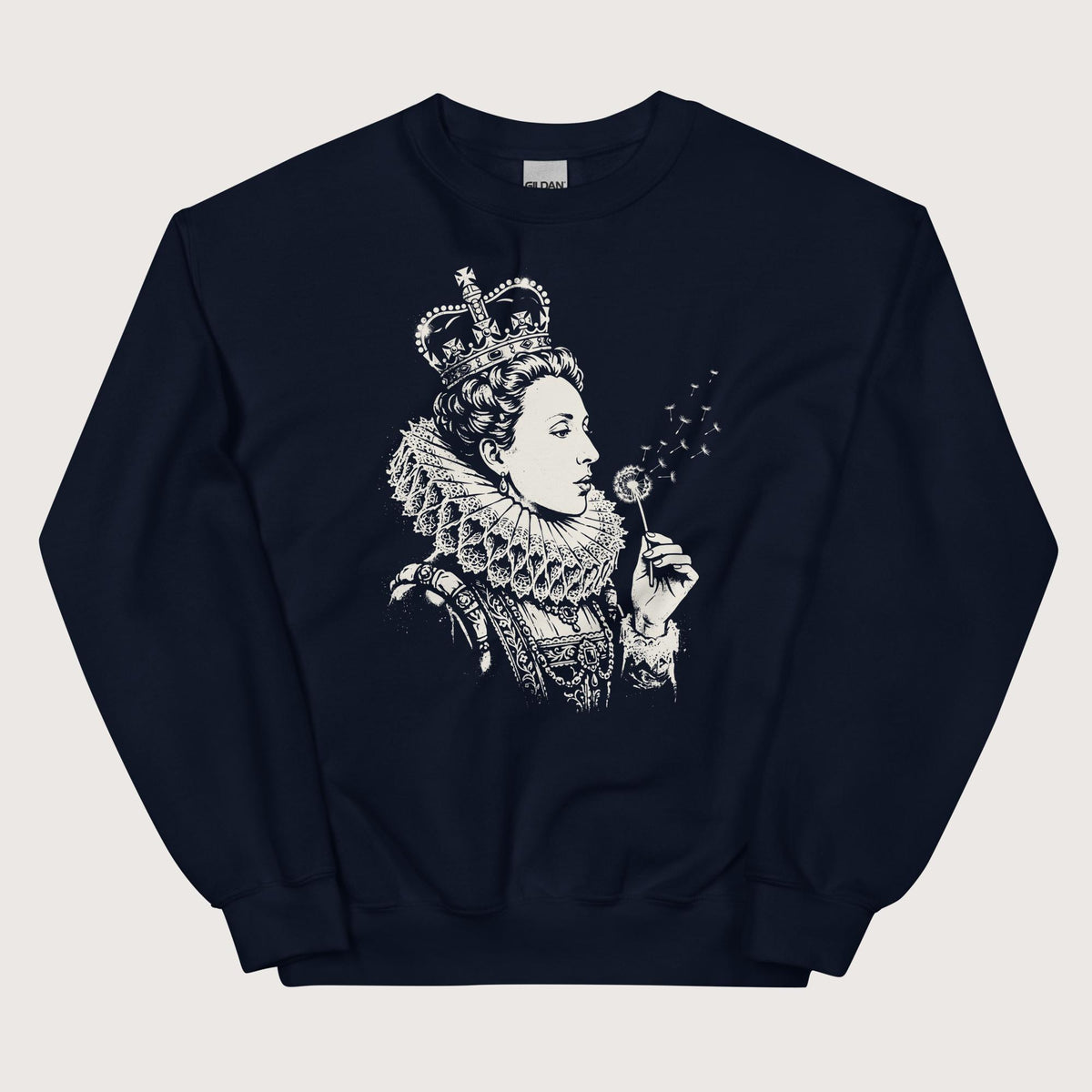 Navy Elizabeth I Blowing Wishes Sweatshirt - history buff gift by HistoHead