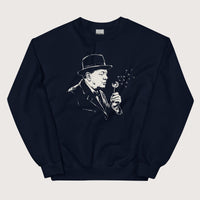 Navy Winston Churchill Blowing Wishes Sweatshirt - history buff gift by HistoHead