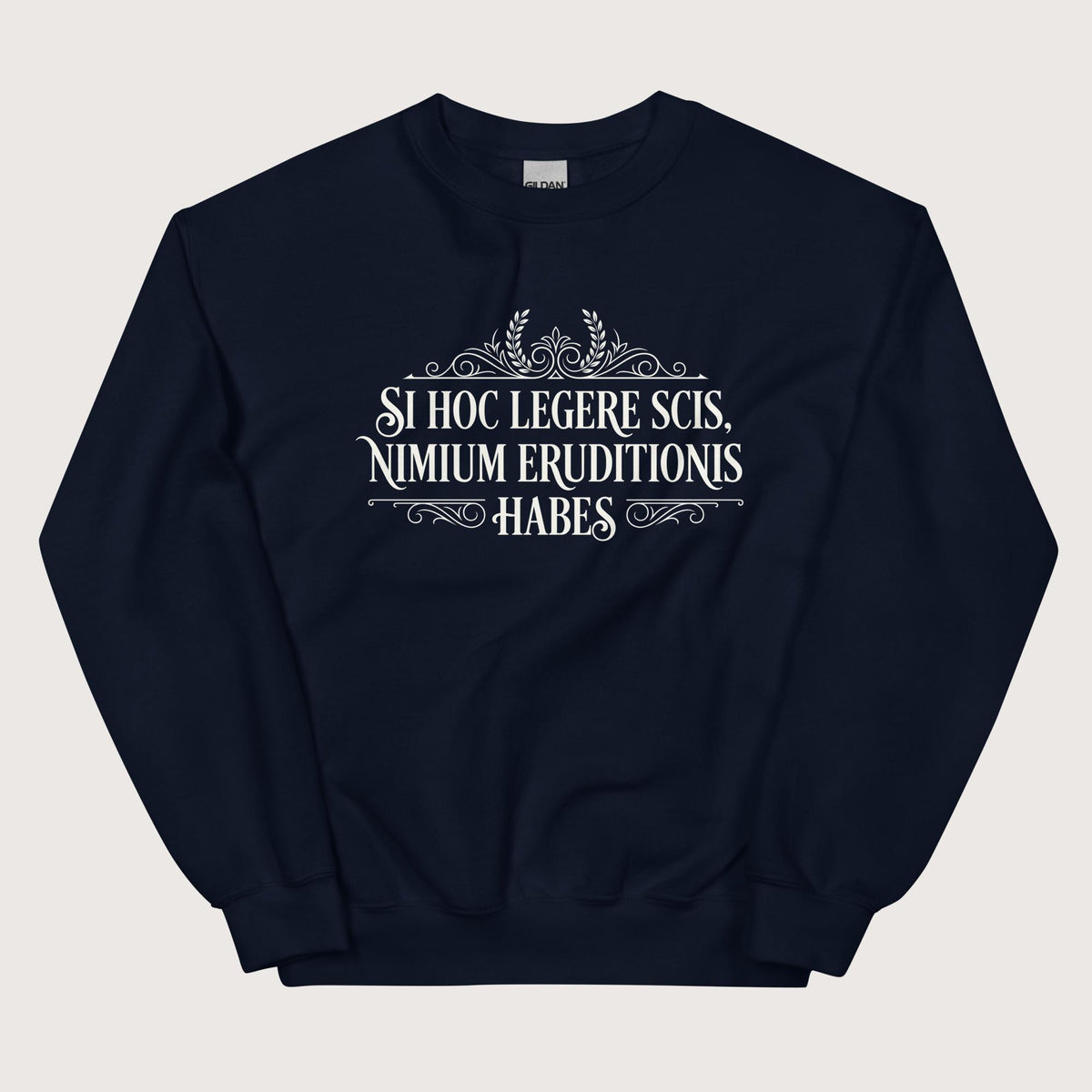 Navy If You Can Read This You Have Too Much Education in Latin Sweatshirt - history buff gift by HistoHead