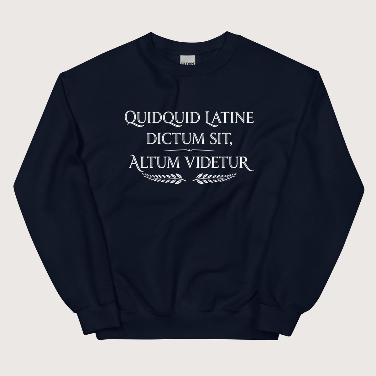 Navy Whatever Is Said in Latin Seems Deep Sweatshirt - history buff gift by HistoHead