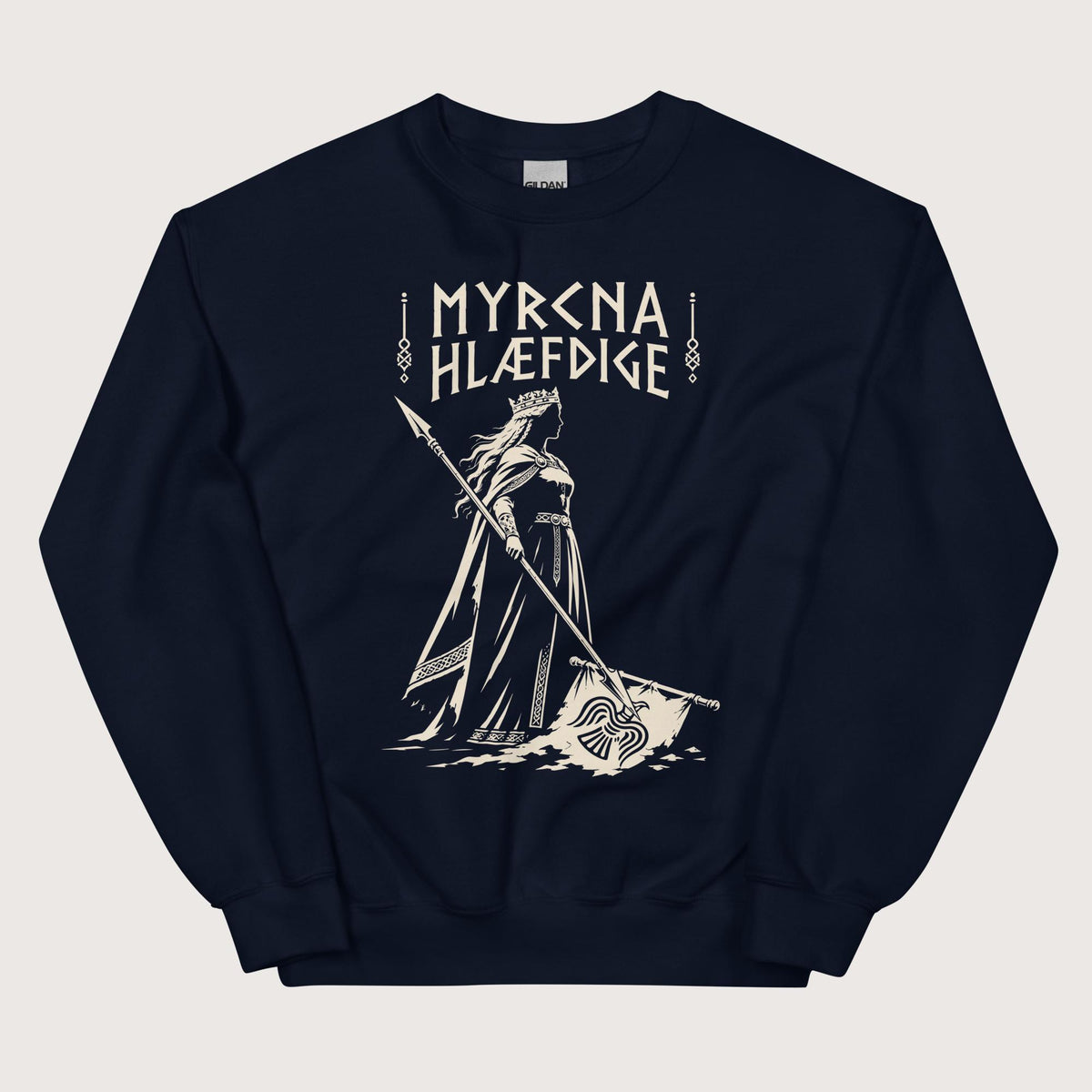 Navy Æthelflæd Myrcna Hlæfdige Sweatshirt - history buff gift by HistoHead