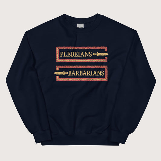 Navy Mosaic Plebeians or Barbarians Sweatshirt - history buff gift by HistoHead