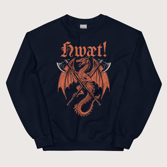 Navy Hwæt Dragon Axe Sweatshirt - history buff gift by HistoHead