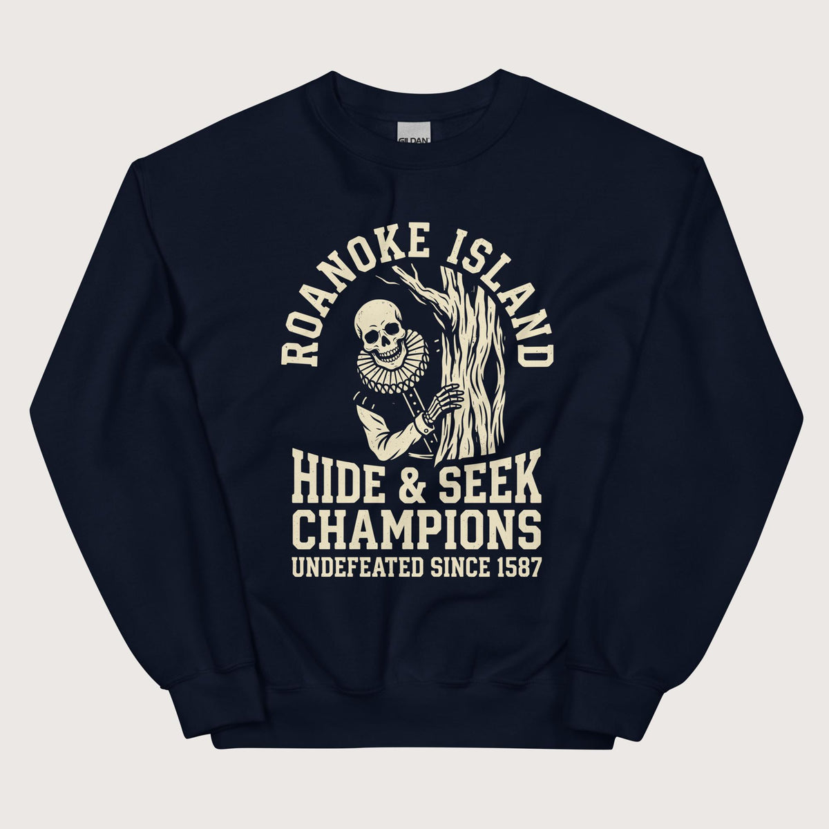 Navy Roanoke Island Hide & Seek Sweatshirt - history buff gift by HistoHead