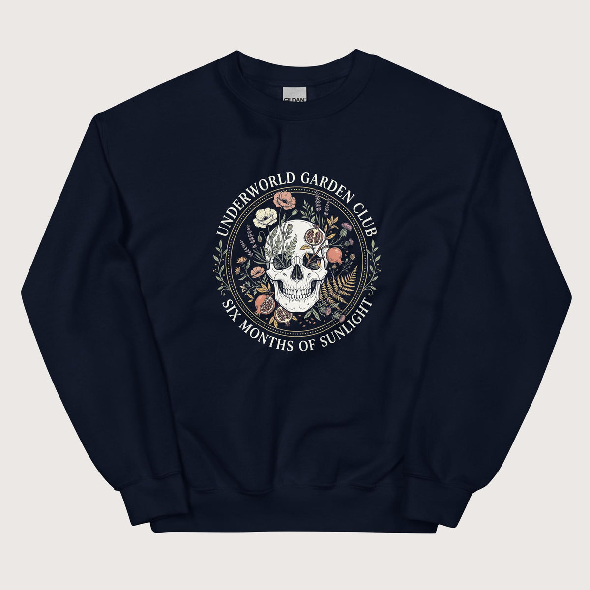 Navy Persephone Underworld Garden Club Sweatshirt - history buff gift by HistoHead