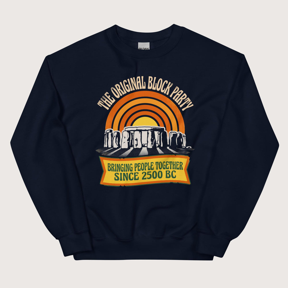 Navy Stonehenge Block Party Sweatshirt - history buff gift by HistoHead