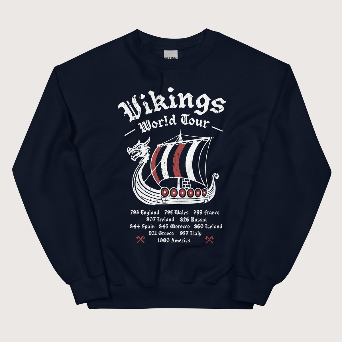 Navy Vikings World Tour Sweatshirt - history buff gift by HistoHead