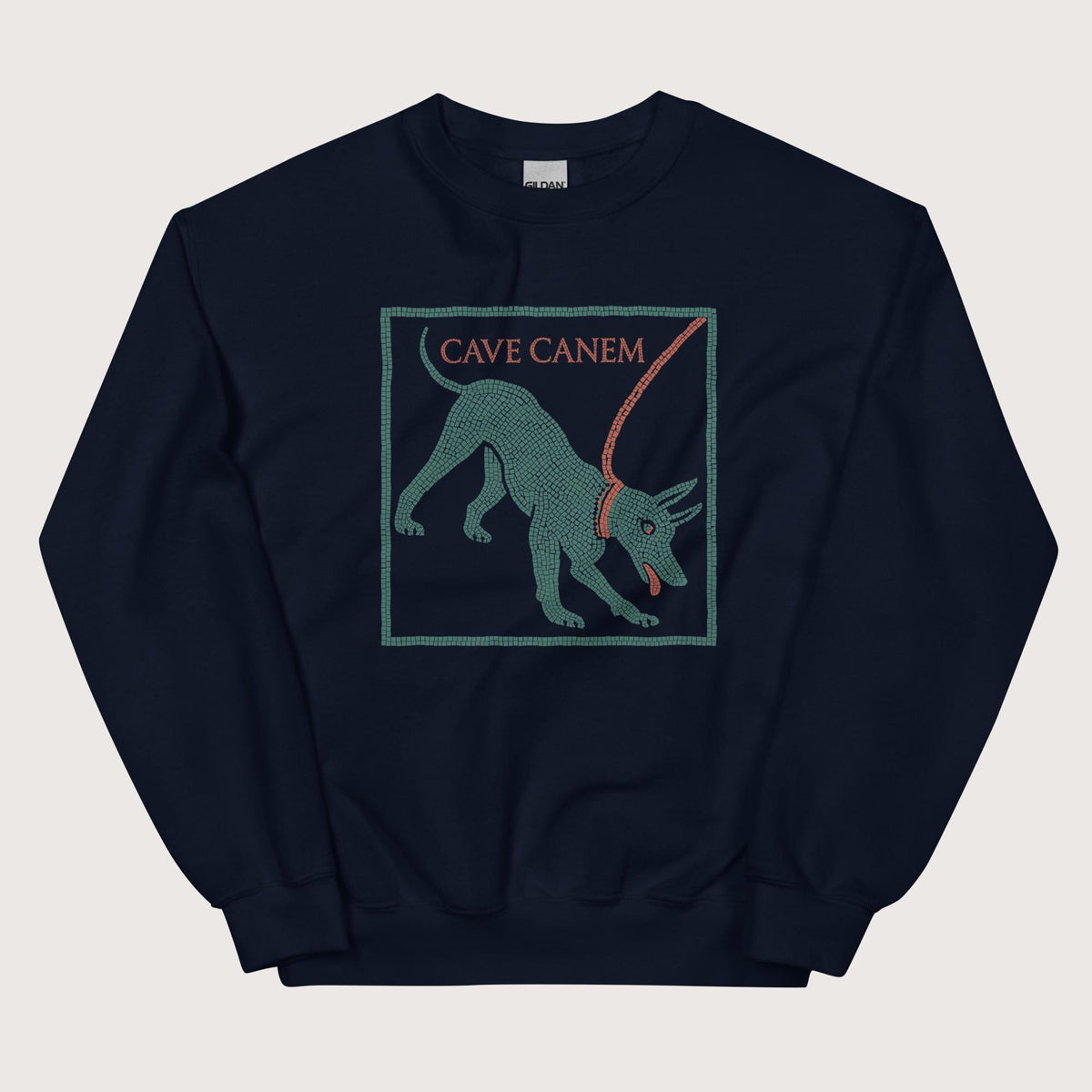 Navy Cave Canem Pompeii Mosaic Sweatshirt - history buff gift by HistoHead